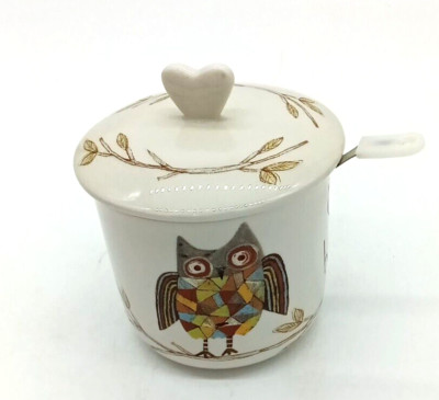 Creative Co-Op Stoneware Lori Seibert Give A Hoot Owl Mug With Lid & Infuser-image