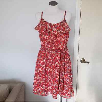 Elle Orange Floral  Ruffle Dress-image