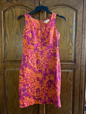 Michael Kors Size 6 Orange Pink Sleeveless Dress-image
