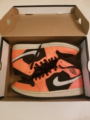 Air Jordan 1 Mid Retro Black Cone Light Bone Orange 554724-062  Size 8-image