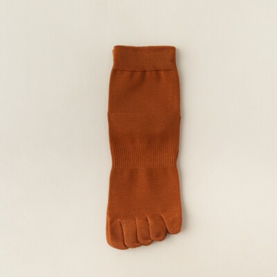 5 Pairs Men Solid Cotton Mid Calf Toe Socks Stretch Toe Separator Sports Socks-image