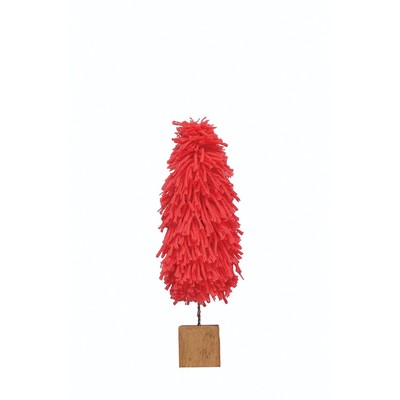 Fabric Yarn Tree with Wood Block Base, Pink-image
