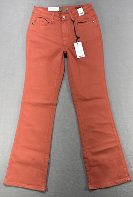 Judy Blue Jeans Sz 5/27 Terracotta Mid Rise Boot Stretch Garment Dyed Denim NWT-image