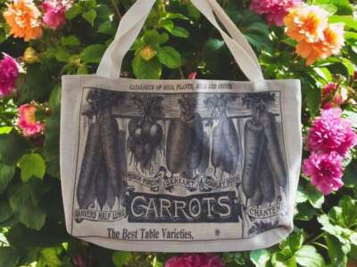 Market Tote Bag Vintage Carrot Vegetable Seed Advertising NWT Creative Co Op-image
