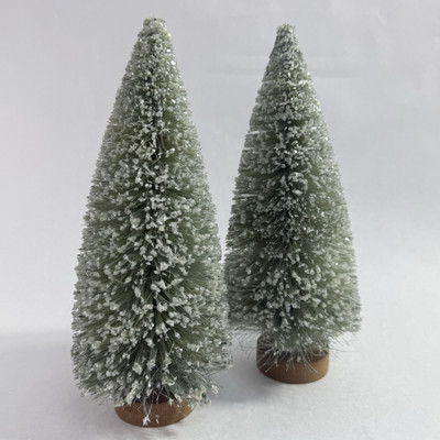 2 Bottle Brush Christmas Tree Sisal Sage Green Glitter  9” Creative Co-op-image