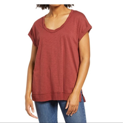 La La Land Creative Co Rust Twist Neck T-Shirt Size Small-image
