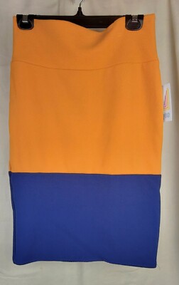 Lula Roe Cassie Woman's Two Toned Orange & Blue Medium Short Skirt-image