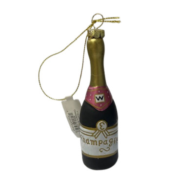Creative Co-op Champagne Bottle Glass Ornament Bauble-image
