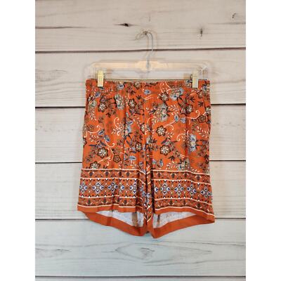 J. Jill Womens Orange Floral Elastic Waist Mid Rise Casual Shorts Size XS Petite-image
