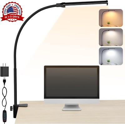 Lampara De Escritorio Luz LED Lectura Lámpara Mesa Para Oficina Y Casa Hogar NEW-image