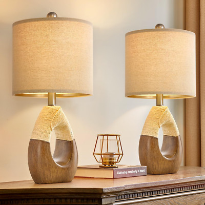 Boho Table Lamps Bedroom Living Room Set 2,Suitable for Small Space,Farmhouse Ra-image