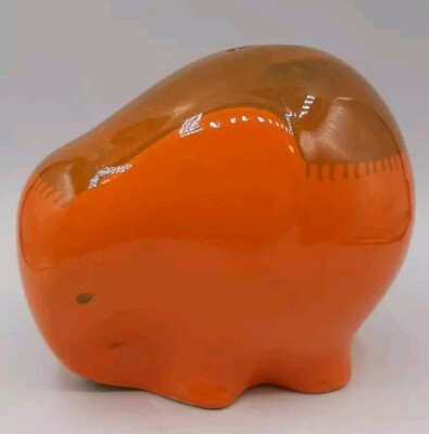 Ceramiche Baldelli Mid-Century Italian Orange Ceramic Elephant Coin Bank-image
