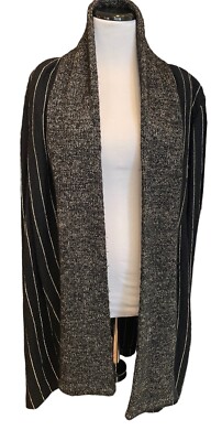 J M Joss Cardigan Sweater Womens Small Black Metallic Oversized Mohair Wool-image