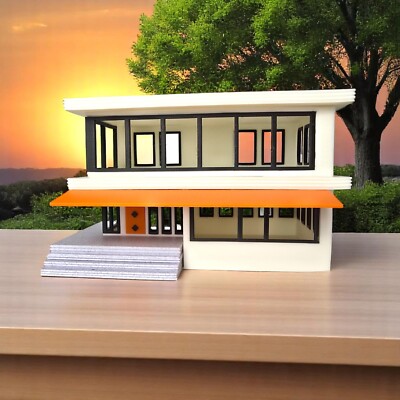 Miniature Palm Springs Mid Century Modern House The Palmetto Pad 1:87 HO Scale-image