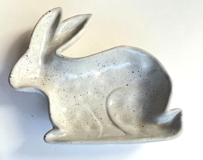 Creative Co-Op Light Gray Bunny Rabbit Shape Dish Stoneware 5