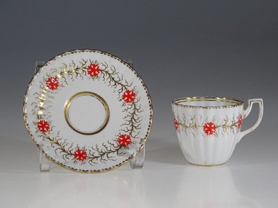 English Royal Chelsea Gold with Orange Flowers Demitasse Cup & Saucer c. 1950-image
