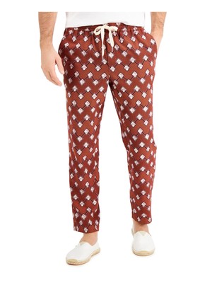 TASSO ELBA Mens Orange Drawstring Lightweight Regular Fit Silk Pants XL-image