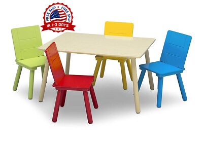 Juego de mesa y sillas para niños, escritorio de actividades de juguete colorido-image
