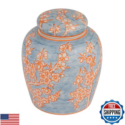 Creative Co-Op Decorative Ceramic Ginger Jar with Lid for Spaces, Blue-image