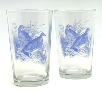 Pair Votive Tea Lights Candle or Juice Glasses Blue Pheasant Creative Co-Op-image