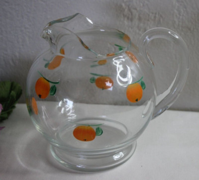 VTG Ball Pitcher Orange Juice Ice Lip Hand Painted-image