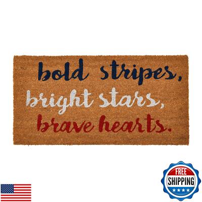 Creative Co-Op Coir Entry Doormat with Patriotic Message, 