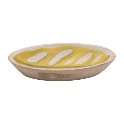 Decorative Hand-Painted Mango Wood Leaf Bowl, 12