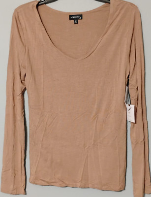 La La Land Creative Co Womens M Shirt Top 2 Layered L/S Stretch Ginger Snap NWT-image