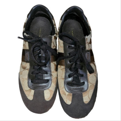 Coach Signature Joss Brown Suede Lace Up Low Top Sneakers Size US 8 women-image