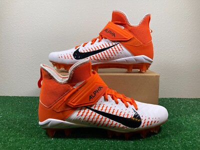 Sz 12.5 Men- Nike Alpha Menace Pro 2 Mid White Orange Football Cleats NEW BV3945-image