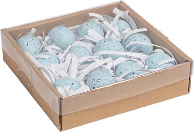 Creative Co-Op Boxed Set of 12 Blue Speckled Ceramic Robin Eggs -image