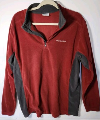 Columbia Fleece Jacket Orange / Gray Size Large 1/4 Zip Pullover Preowned -image