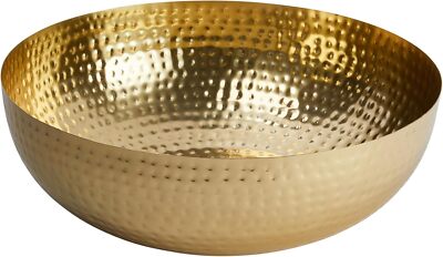 Creative Co-Op Round Hammered Metal Bowl, Gold Finish 15 inch Diameter-image