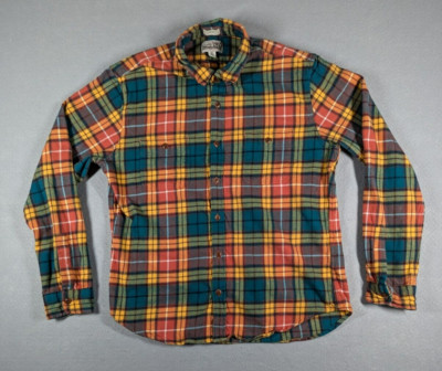 J. Crew Shirt Mens Size XL Orange Plaid Mid Weight Double Brushed Flannel Sunset-image