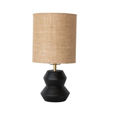 Creative Co-Op Mango Wood Table Lamp with Jute Shade, Black, Set of 2-image
