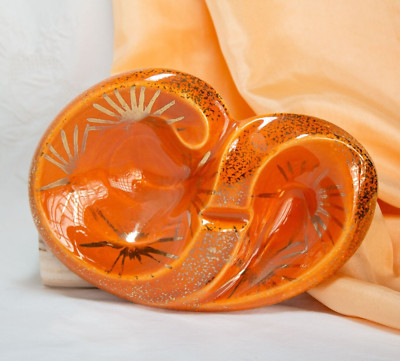 Vintage Orange Atomic Star Burst Ashtray Mid-Century-image