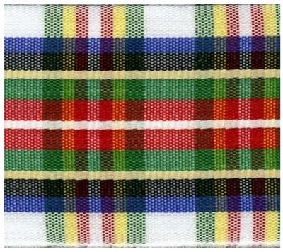 25mm White / Black / Yellow Scottish Tartan Ribbon-image
