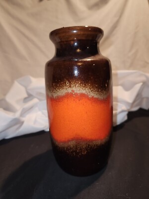 Vintage Mid-Century Red/Orange & Brown Vase by Scherurich, W. Germany - 1960's-image