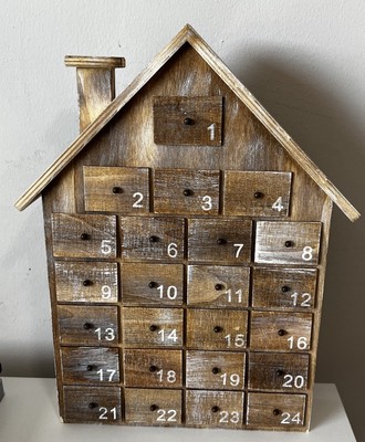 Creative Co-op Christmas Wood House Advent Calendar-image