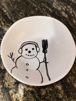 Creative Co-op Dishwasher Safe Snowman Candy, Trinket, Key Dish-image