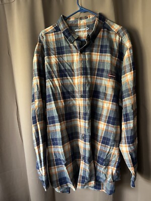 Wolverine Mens Sz XXL Mid Weight Flannel Shirt Blue Gray Orange Button Up New! -image