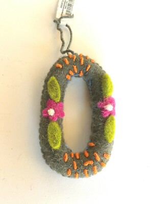Wool Felt Embroidered & Appliqued Alphabet Boho Letter 