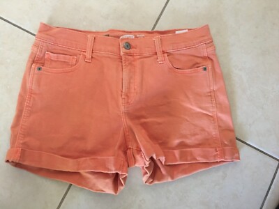 Old Navy - Women's Size 6 w30 Orange Denim Mid-Rise Boyfriend Shorts-image
