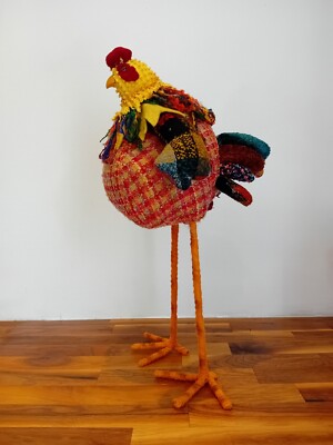 Creative Co-Op Decorative Hand Made Fabric Rooster 44cm- US Brand Rare Retired-image
