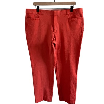 Banana Republic Sloan Cropped Pants Mid Rise Red Orange Plus Sz 16-image