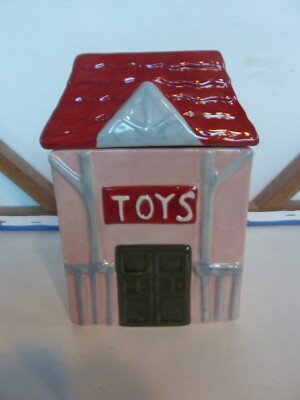 Creative Co-Op Ceramic Toy Shop Cookie Candy Treat Jar Canister      NWOB-image