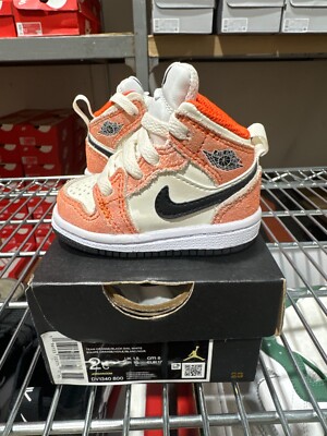 Jordan 1 Mid SE Orange Suede (TD) DV1340-800 Size 2C-image