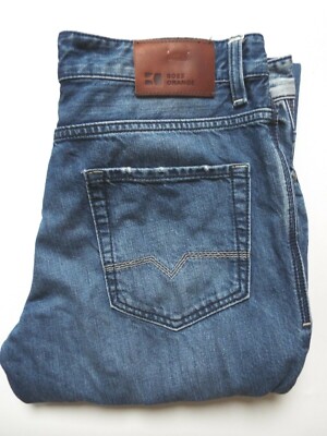 HUGO BOSS ORANGE BO1 JEANS REGULAR STRAIGHT FIT W34 L34 MID BLUE LEVB232-image