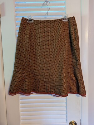 Worthington Size 10 Brown Orange skirt with lace Euc-image