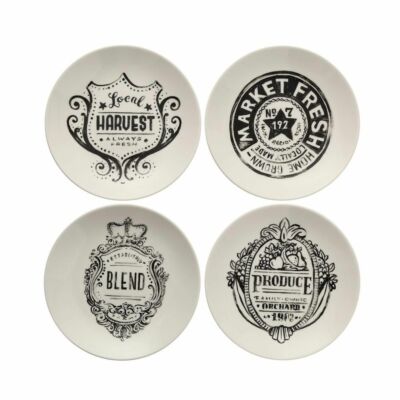 Creative Co-op Set of 4 Farm Market Plates 8 inch Farmhouse 4-Piece Plate Set-image